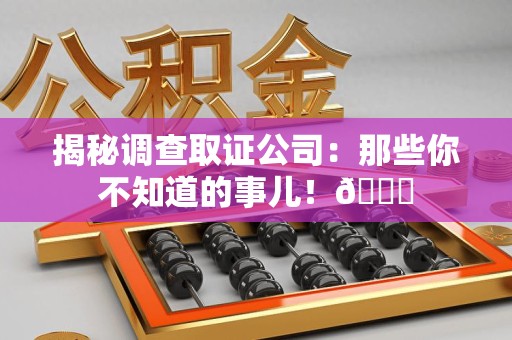 全南揭秘调查取证公司：那些你不知道的事儿！😎