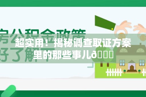 全南超实用！揭秘调查取证方案里的那些事儿😎
