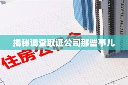 全南揭秘调查取证公司那些事儿