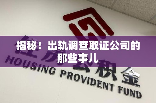 全南揭秘！出轨调查取证公司的那些事儿