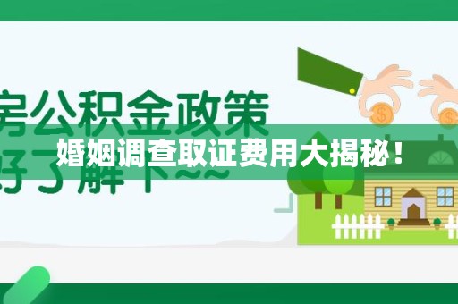 全南婚姻调查取证费用大揭秘！