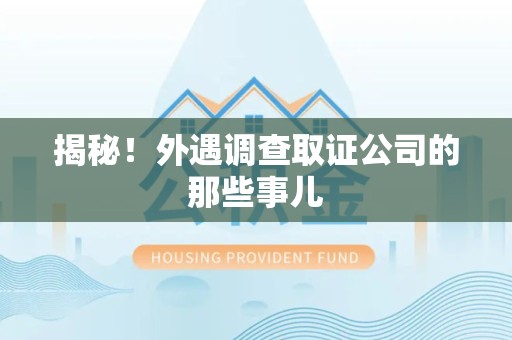 全南揭秘！外遇调查取证公司的那些事儿