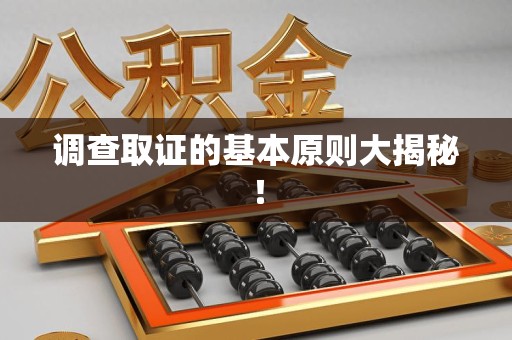 全南调查取证的基本原则大揭秘！