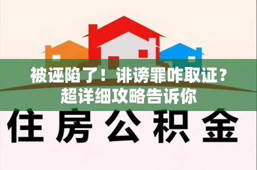 全南被诬陷了！诽谤罪咋取证？超详细攻略告诉你