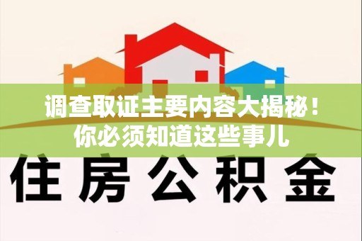 全南调查取证主要内容大揭秘！你必须知道这些事儿